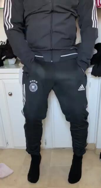 Jerking in adidas tracksuit