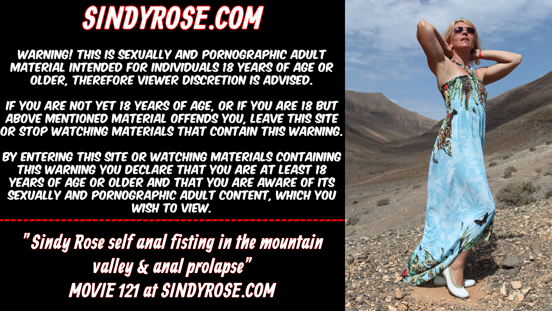 Sindy Rose self anal fisting in the mountain valley