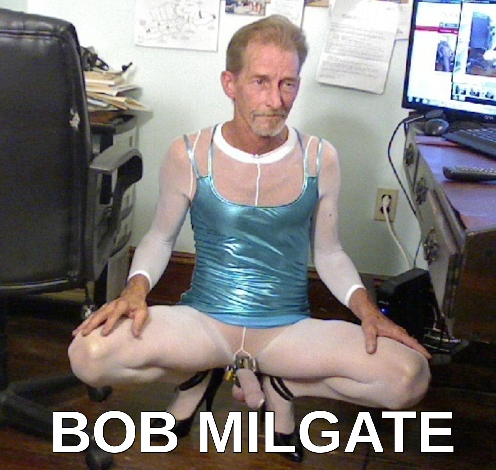 BOB MILGATE -  SHEER WHITE BODYSTOCKING  AND HIGH HEELS