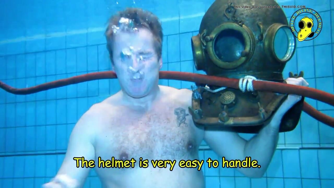 Hairy dutch helmet diver goes barefaced underwater