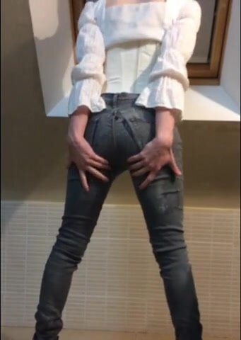 Sexy ... peeing tight pants