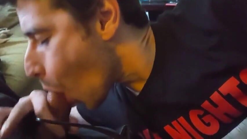 Buddy blows me on the couch while I stroke him CIM swallow