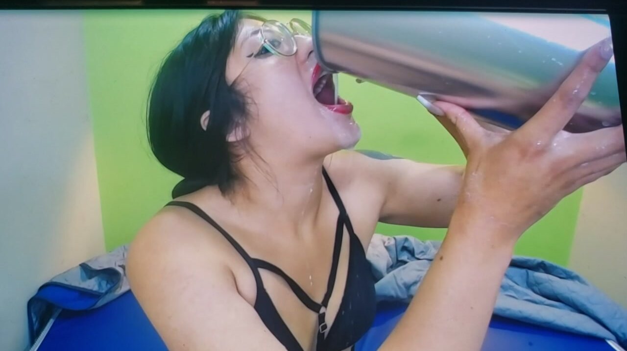 DRINKING PUKE FROM TRASH CAN