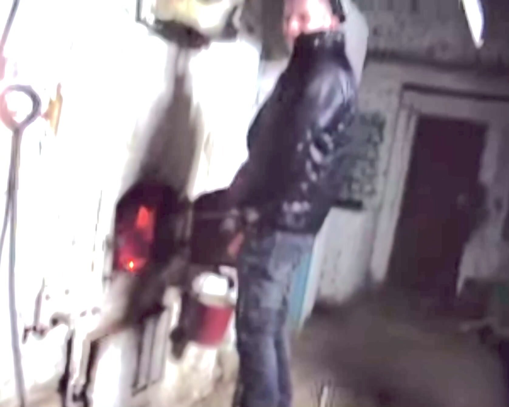 Russian guy piss in furnace