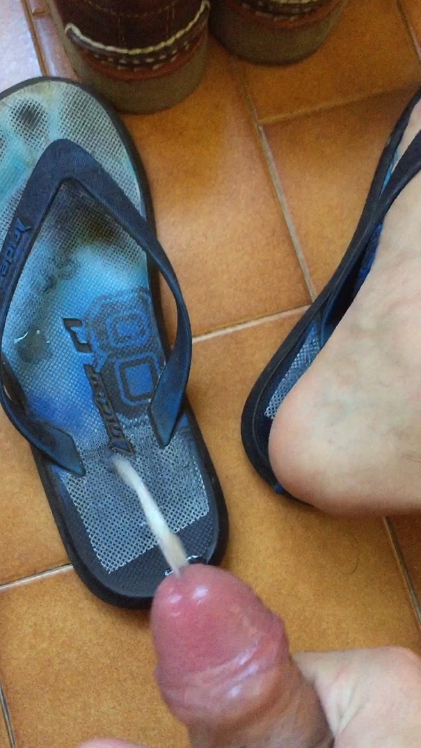 Wearing and cumming on my dad's flip-flops