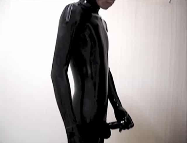 Boy is changing into rubber toy
