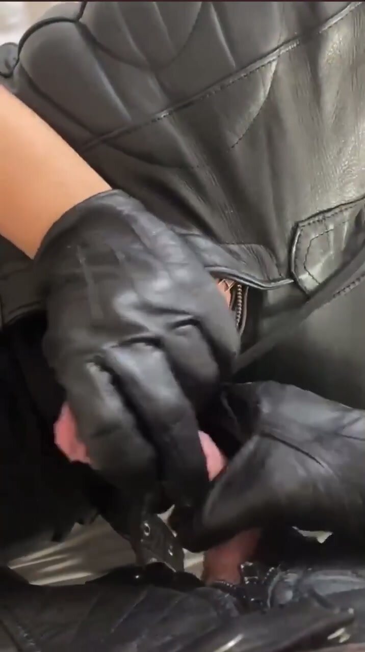 Leather gloved hands and hard cocks