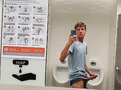 Cumming in a public toilet