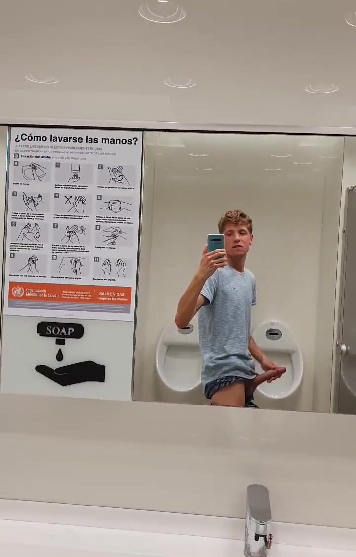 Cumming in a public toilet