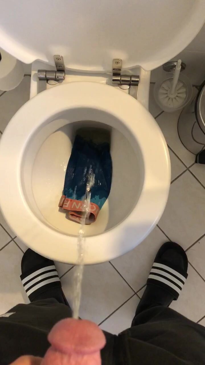 First piss over my underwear and then flush it