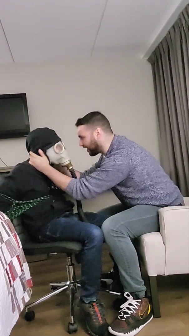 Tied gas mask domination  full video 7 min