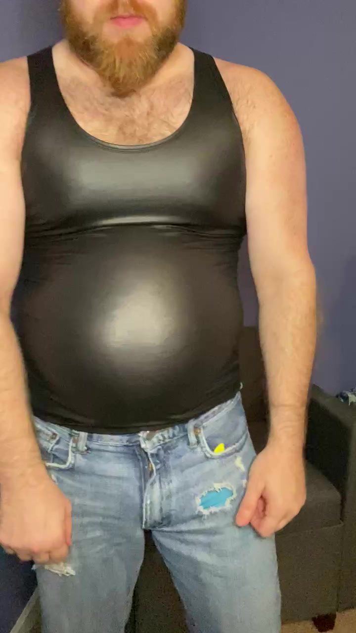 Leather belly and balloon fun