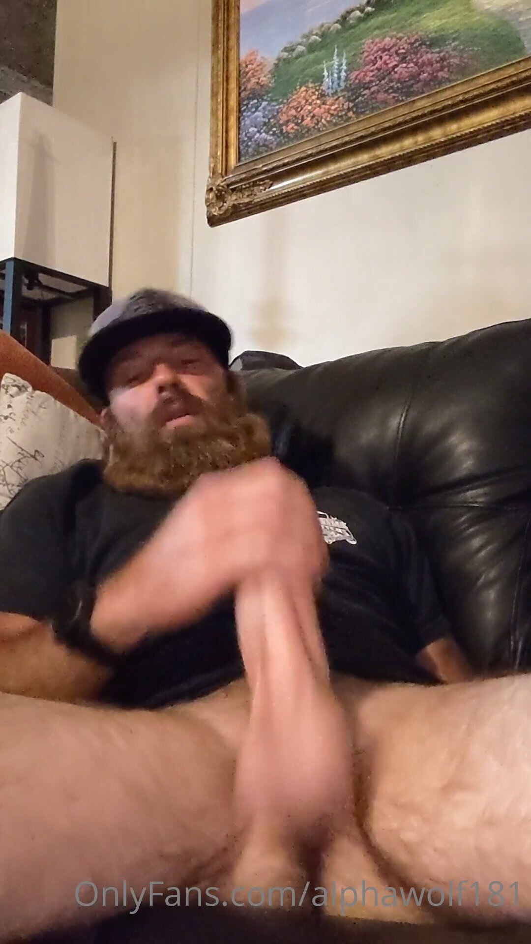 Sexy bearded alpha stroking
