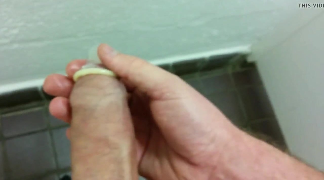 Filling a condom in a public restroom