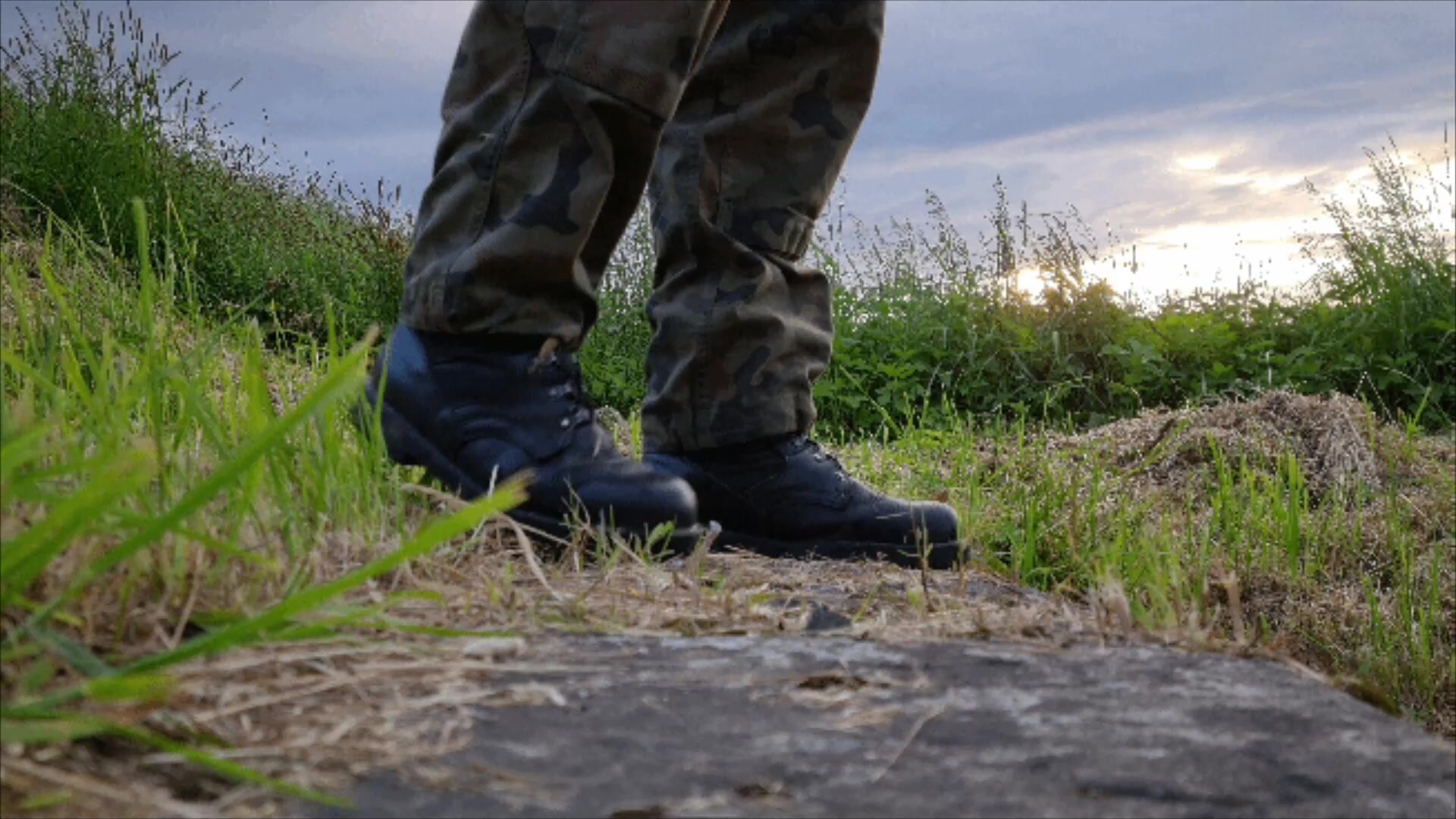 Military boots walking