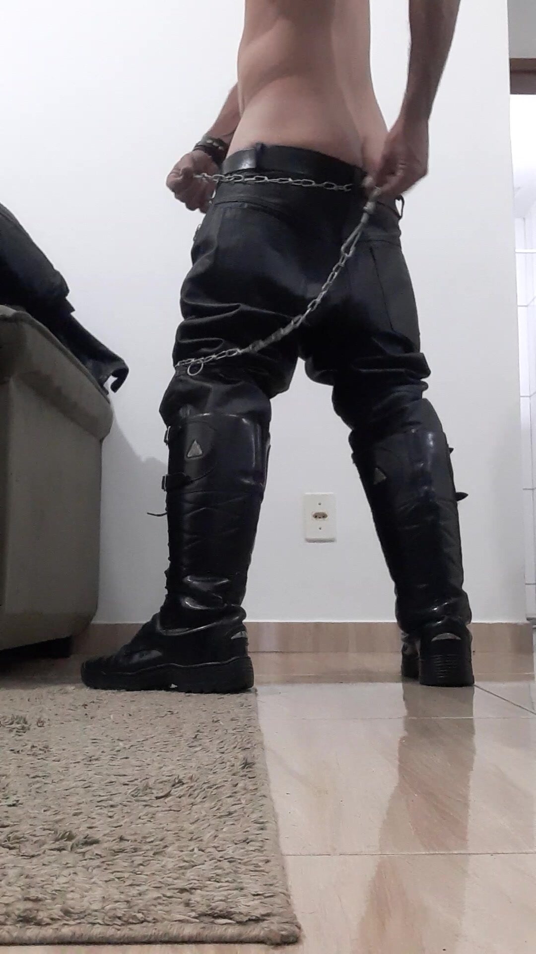 Scally leather baggy leather  masturbation
