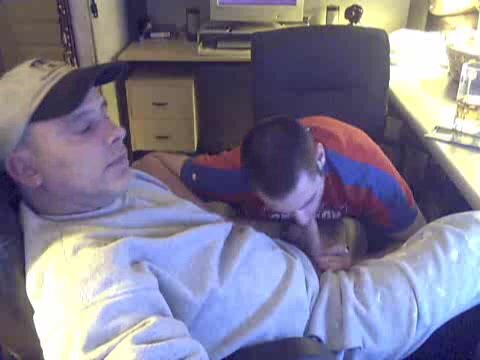Dad gets a blow job at his desk