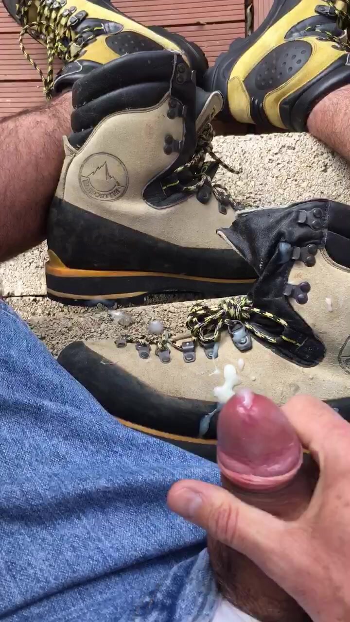 Playing with my hiking boots