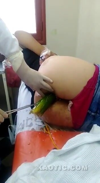 Cucumber Stuck in Woman Ass