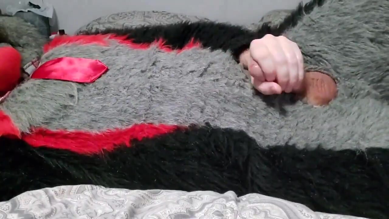Red wolf fursuit jerks off