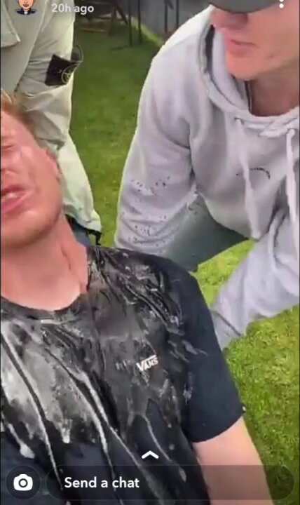 Guy soaked by his birthday