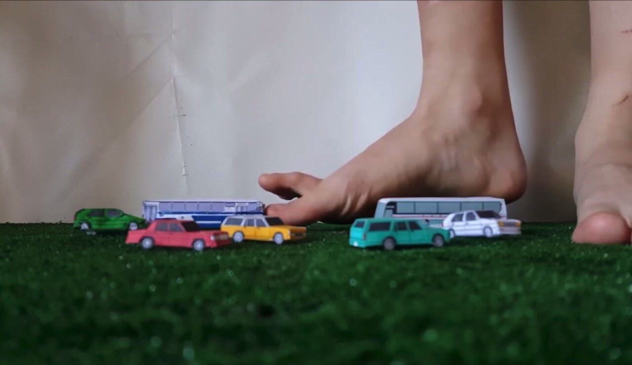 Giant male feet crushing tiny cars | part 1