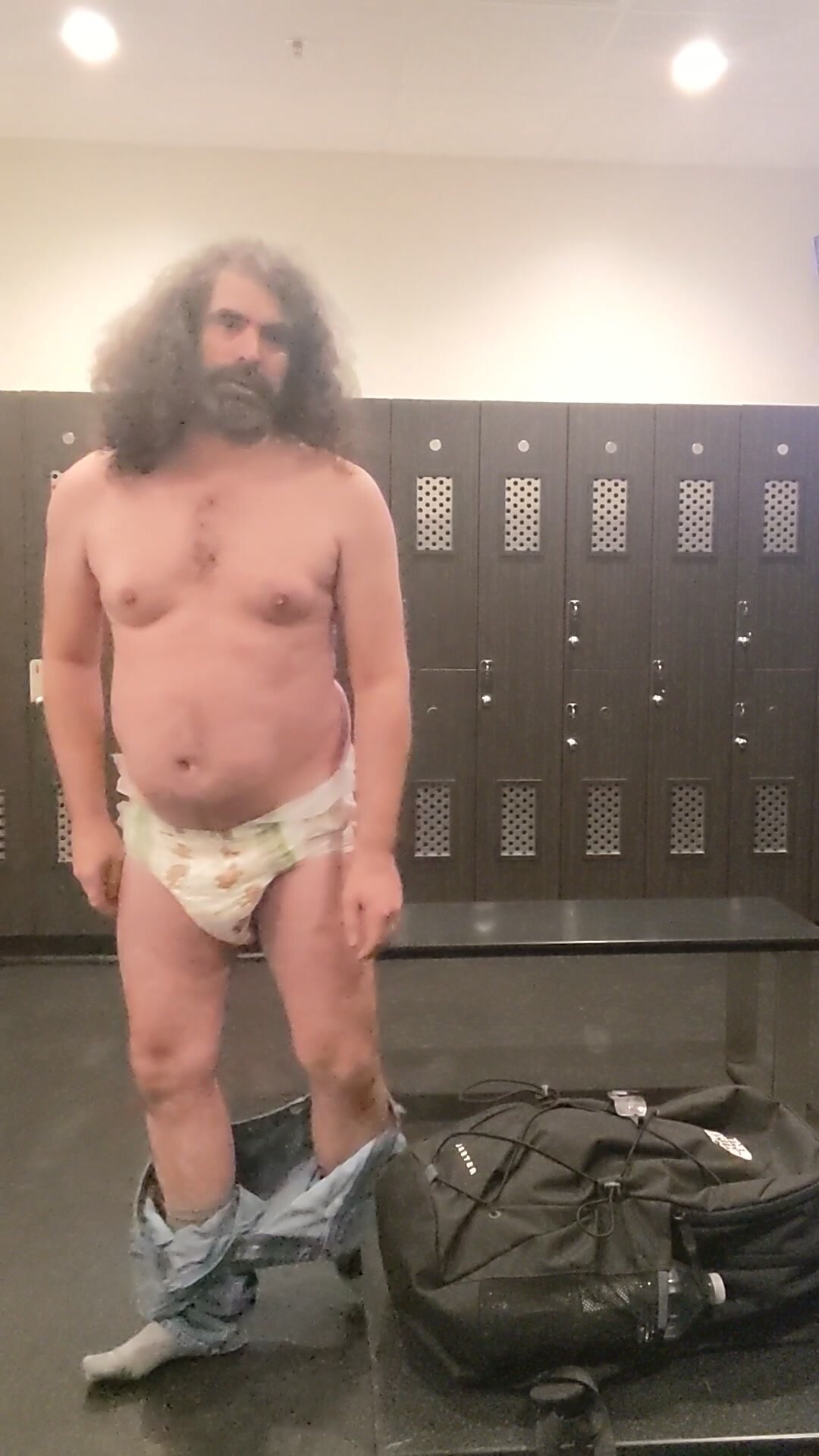 Diaper Diapered Fag In Gym Locker Room ThisVid com 