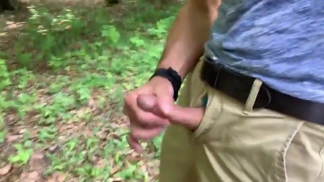 Guy jacking off in woods