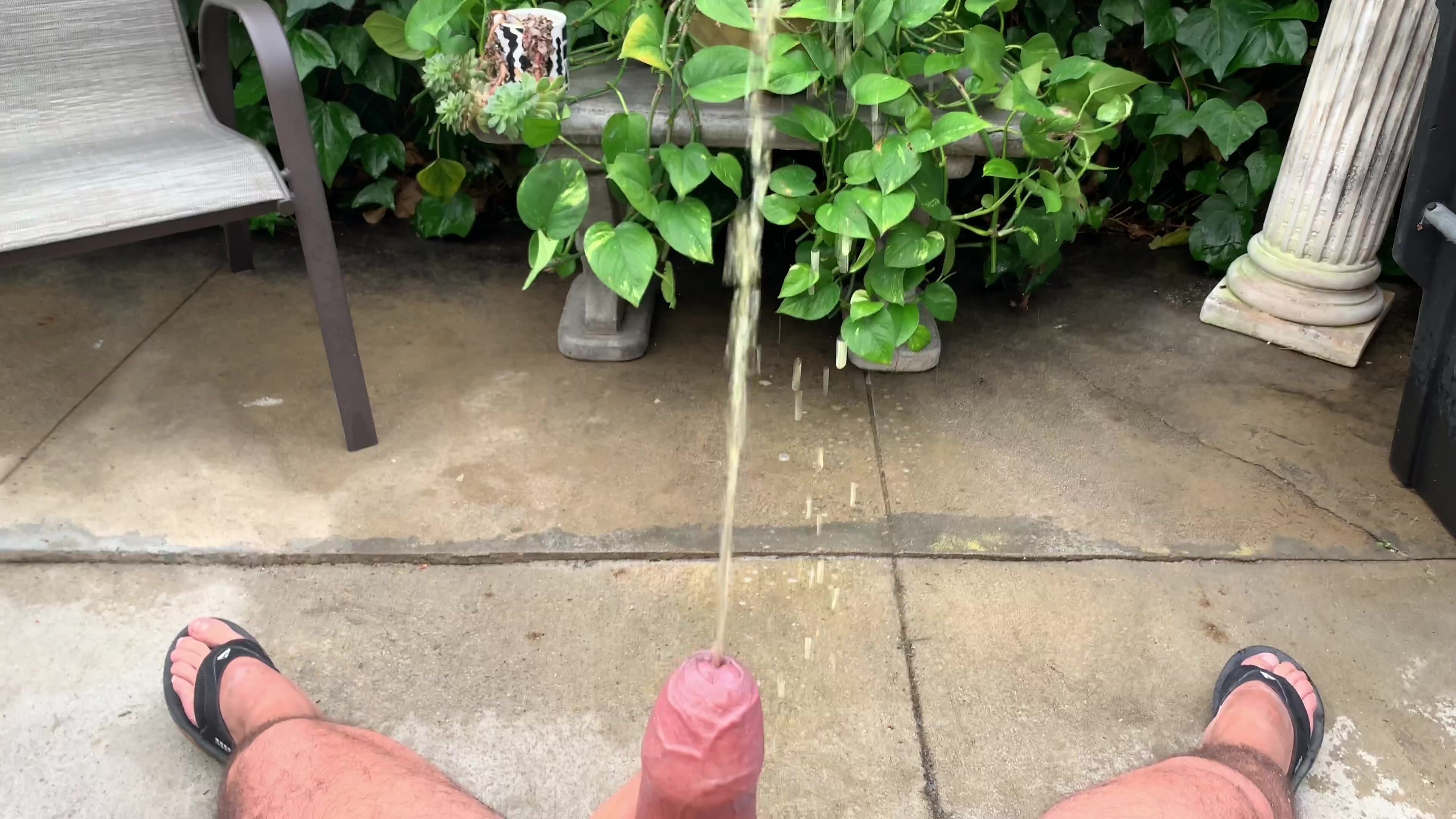 Outdoors piss and Cum
