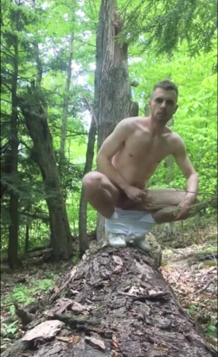 Jacking with briefs in the forest till cumshot