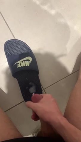 Cum on Nike Slides