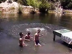Four Straight Guys Jerk Off at a Public Lake
