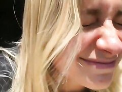 hot blonde moans with relief pushing a huge fart out