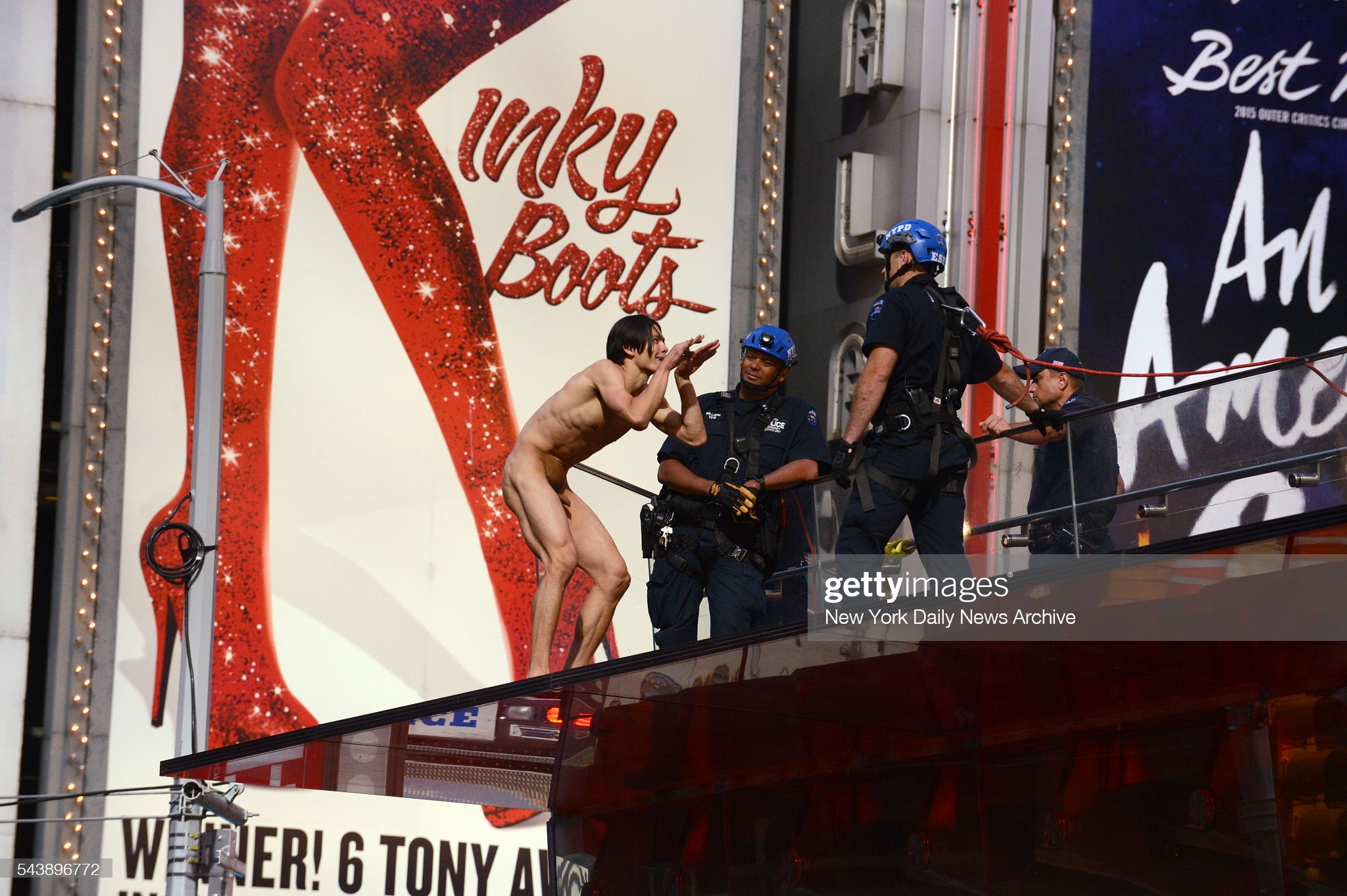 Naked man in Time Square