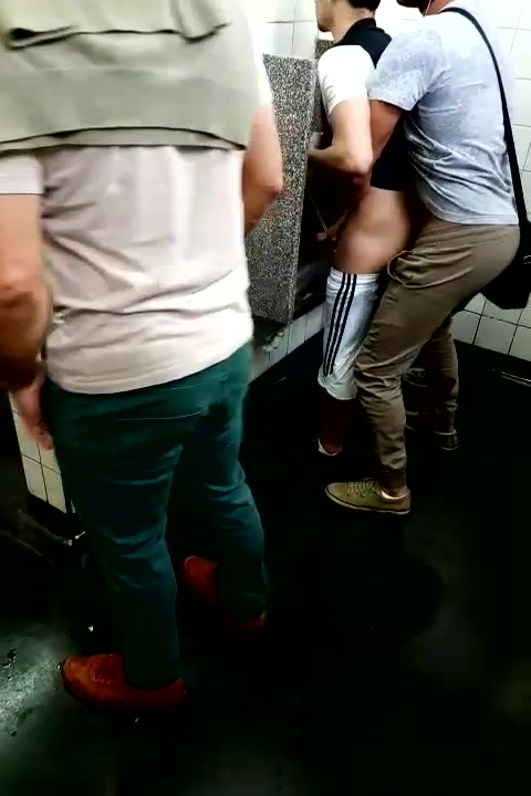 guys playing in public toilet toilet