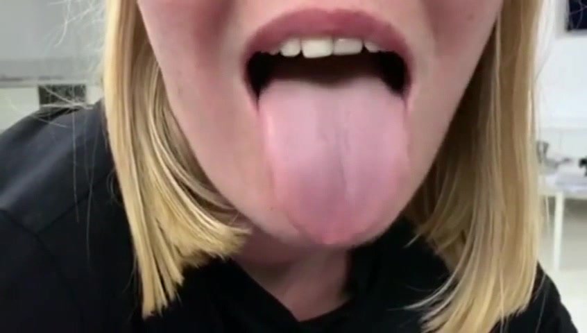 Blonde girl tongue