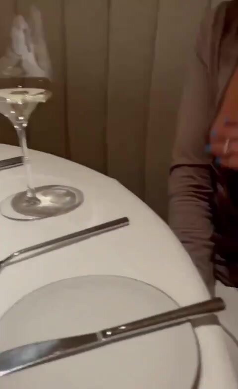 amateur flashing tits and pussy in a public restaurant