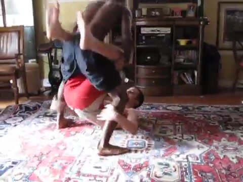 Black vs white muscle pals wrestle at home 2