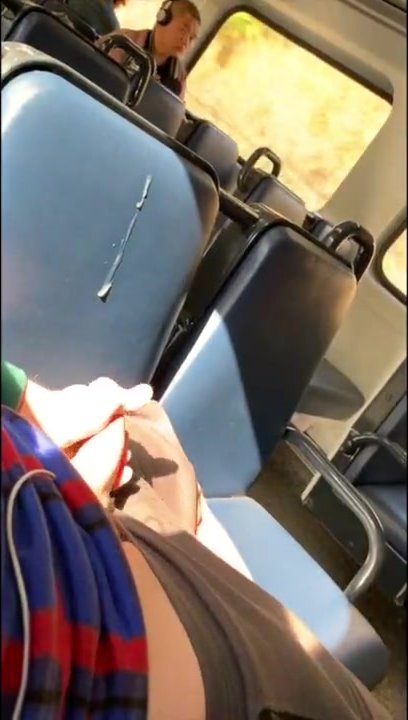 Jerk on train with cum