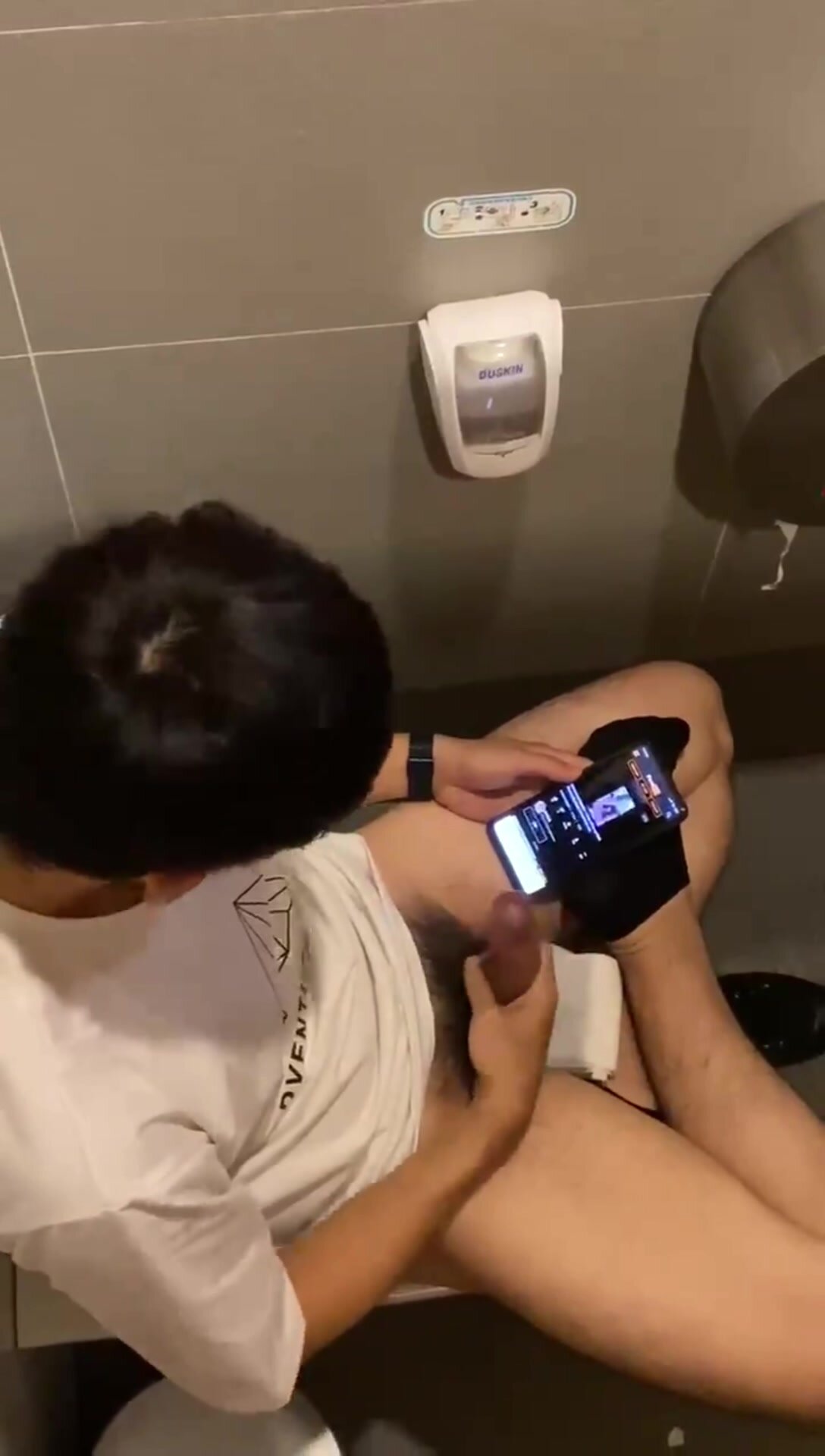 hung twink ejaculating in stall