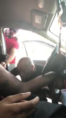 Hot black guy car cruising gets hot cock action