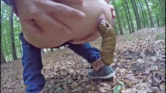 Girl long turd in the forest