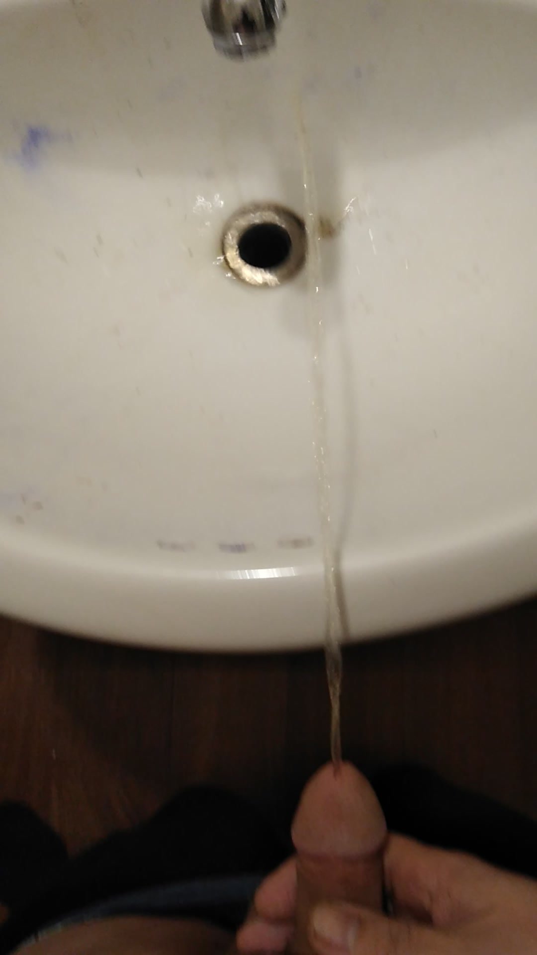 Pissing in my friend's dirty sink
