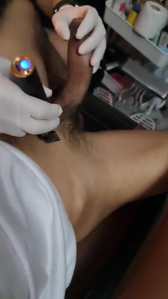 Asian guy getting shaved and wanked at barber shop 2