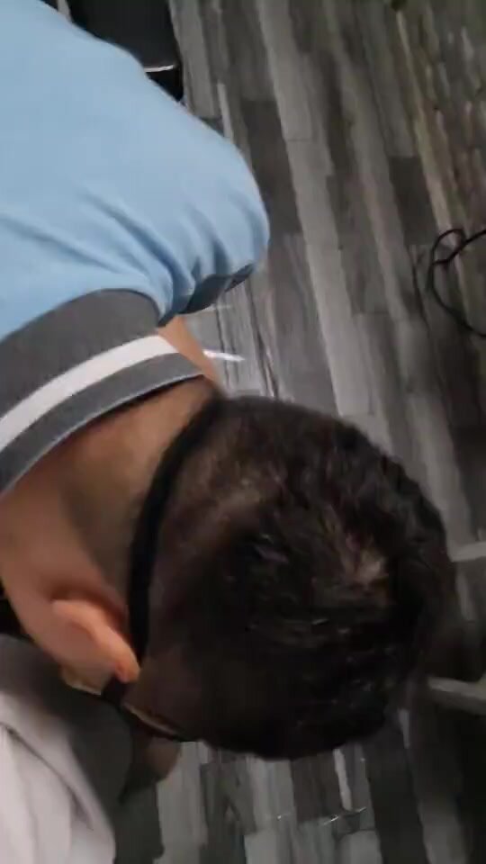 Asian guy getting shaved and wanked at barber shop 3/3