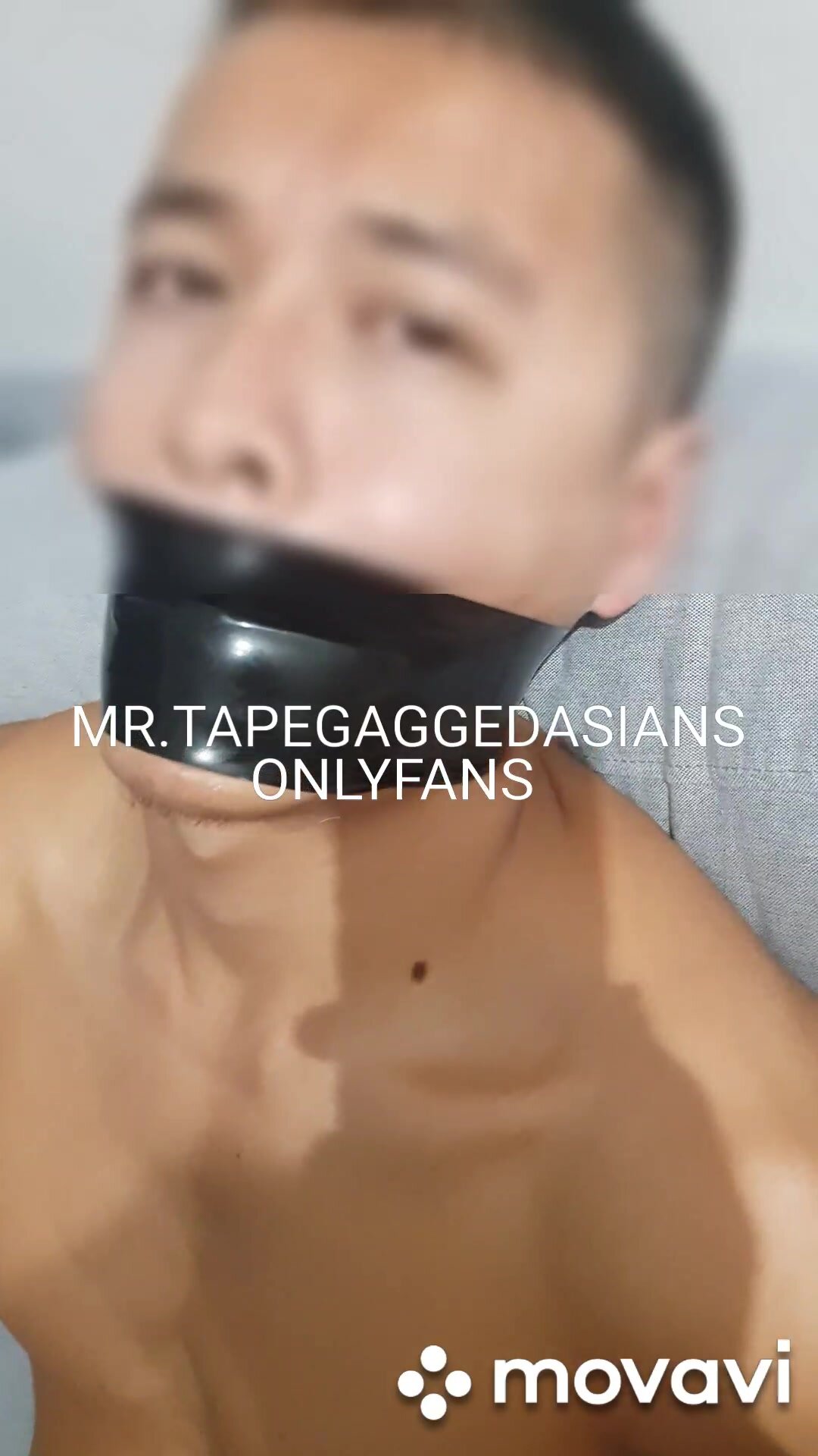 Asian muscle slave cum controlled tape gagged