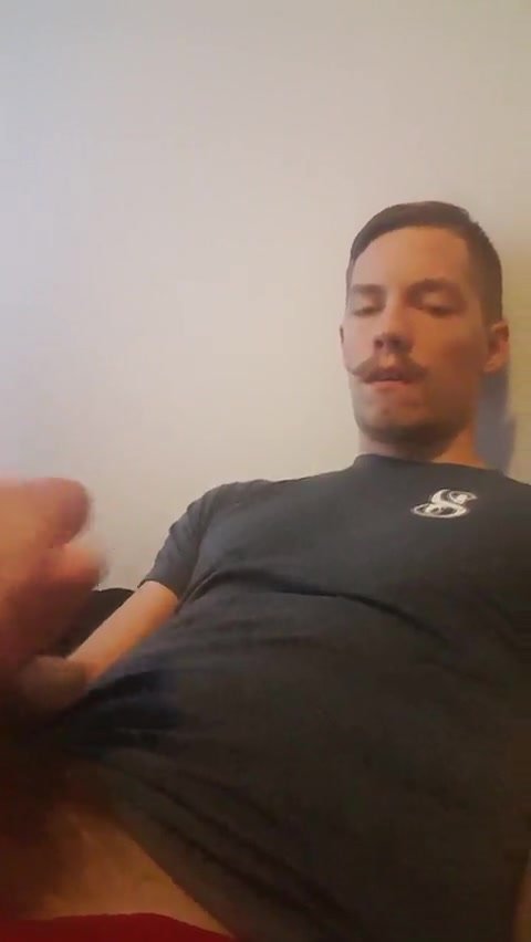 Sexy mustached boy has a taste of jizz