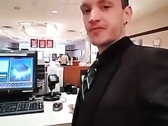 hot receptionist cumming behind the counter