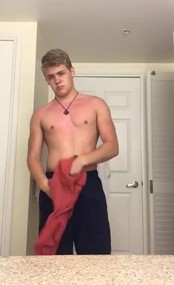 straight college jock shows off for girl