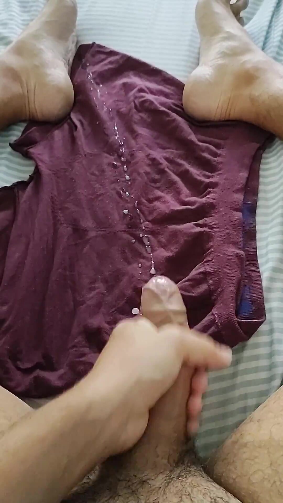 Cum on underwear showing feet